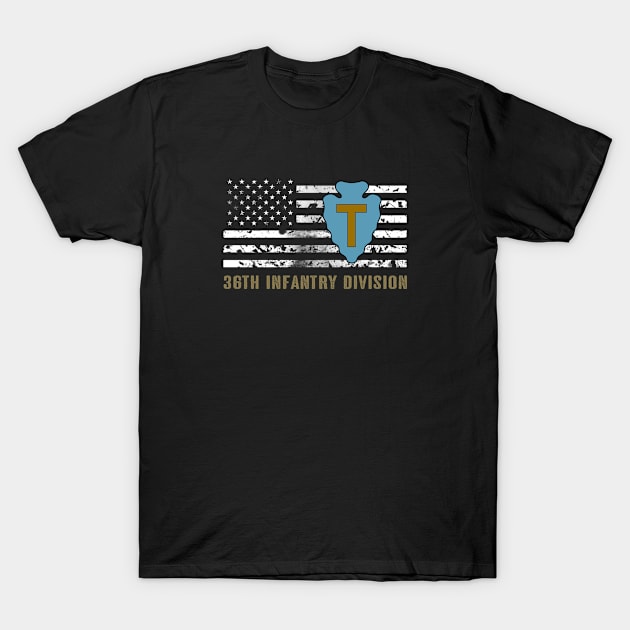 36th Infantry Division (Distressed Flag) T-Shirt by Jared S Davies